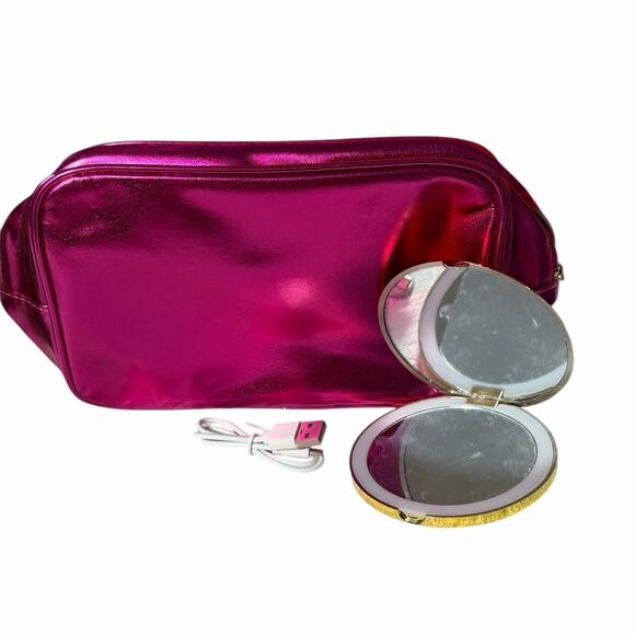 Ipsy Handbags - Ipsy Metallic Makeup Bag with LED Compact Mirror